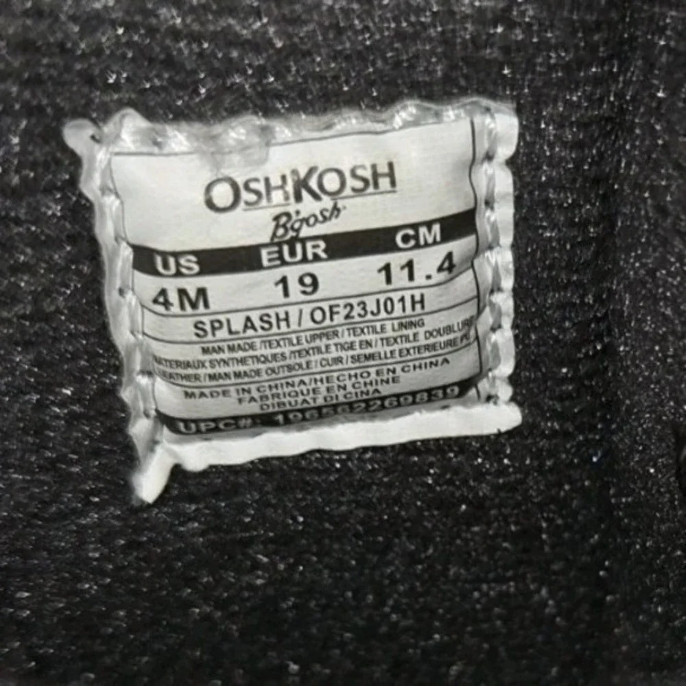 OshKosh B'Gosh Unisex-Child Splash Rain Boot Size 4M Gray And Neon‎ Green